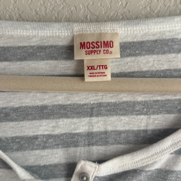 Mossimo Supply Co Gray White Striped Long Sleeve Henley Top Women’s XXL Casual - Picture 3 of 4